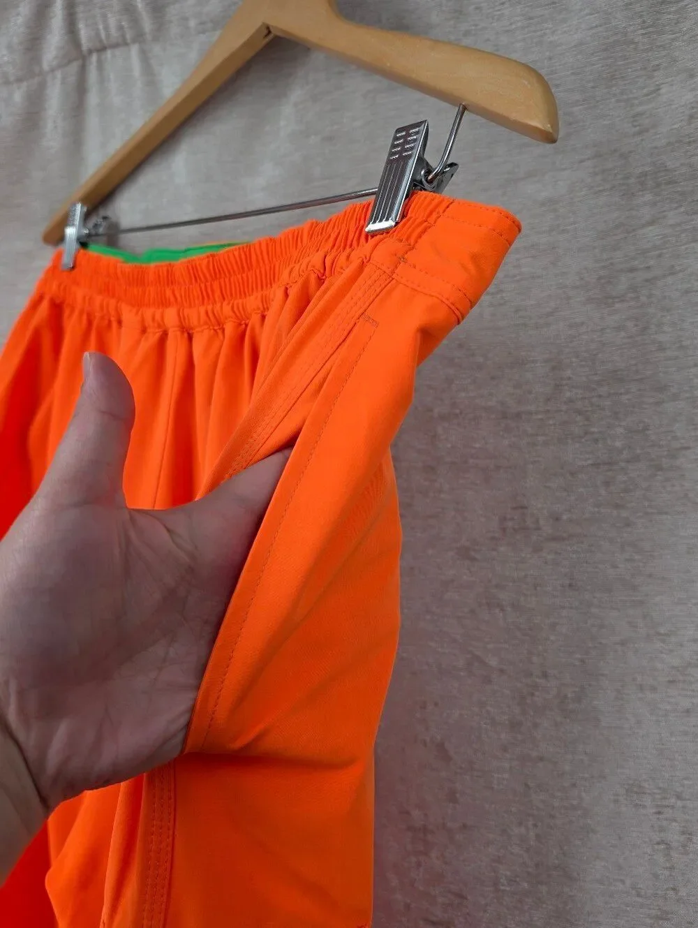 Polo Ralph Lauren Neon Orange Swim Trunks with Drawstring Cargo Pocket